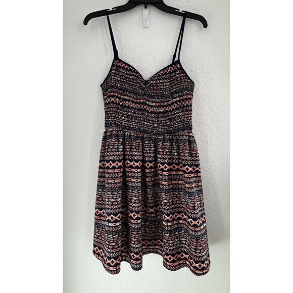 Mason + Mackenzie Mini Dress Large Smocked Spaghetti Strap Sweetheart Neckline - Picture 1 of 6